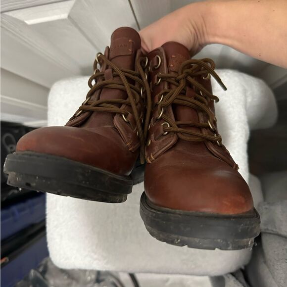 Cole Haan Briana Grand Lace-up Leather Hiker Boots 8.5 Brown Waterproof - Picture 8 of 10